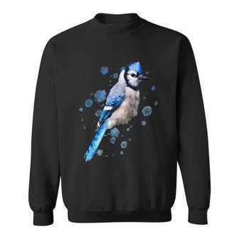 Watercolor Blue Jay Bird Artistic Animal Artsy Painting Sweatshirt - Monsterry UK