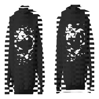 White Black Paw Heart Cute Dog Cat Love Valentines Day Sweatshirt - Thegiftio