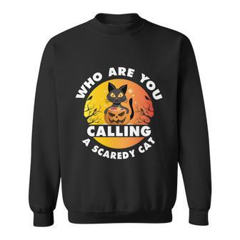 Who Are You Calling A Scaredy Cat Halloween Quote Sweatshirt - Monsterry AU