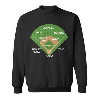 Whos On First Baseball Diamond Fielding Card Sweatshirt - Thegiftio UK