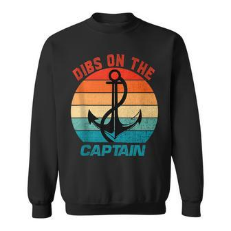 Wife Dibs On The Captain Funny Captain Wife Retro Sweatshirt - Thegiftio UK