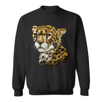 Wildlife - Big Face Cheetah Portrait Sweatshirt - Monsterry