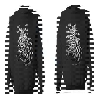 Wildlife - Big Face Zebra Up Close Portrait Sweatshirt - Thegiftio