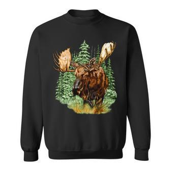Wildlife - Moose Portrait Sweatshirt - Monsterry