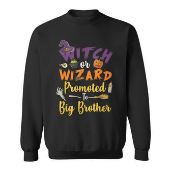 Witch Wizard Coming Big Brother Gender Reveal Halloween Fun Sweatshirt - Seseable