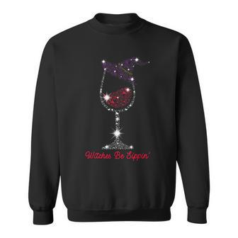 Witches Be Sippin Witch Squad Wine Glass Halloween Party Sweatshirt - Seseable