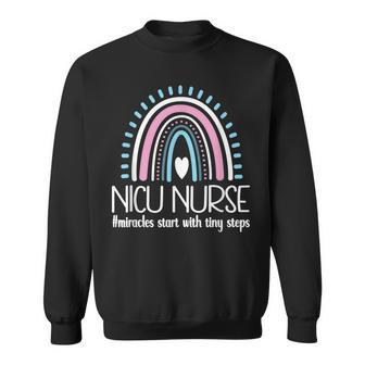 With Tiny Steps Nicu Nurse Neonatal Intensive Care Unit Sweatshirt - Seseable