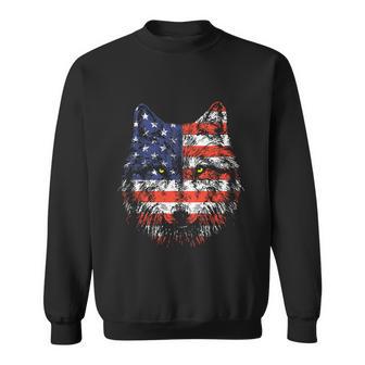 Wolf American Flag Usa 4Th Of July Patriotic Wolf Lover Sweatshirt - Monsterry