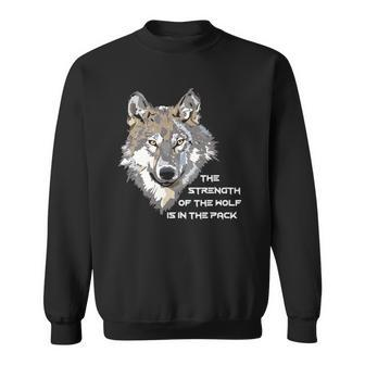 Wolf Face - The Strength Of The Wolf Is In The Pack Men Women Sweatshirt Graphic Print Unisex - Thegiftio UK
