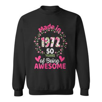 Womens 50 Years Old 50Th Birthday Born In 1972 Women Girls Floral Sweatshirt - Seseable