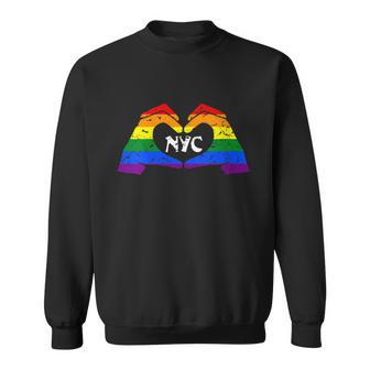 Womens Gay Pride Nyc Rainbow Hands Heart New York Gay Pride Parade Sweatshirt - Thegiftio UK