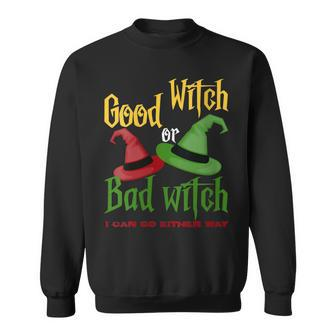 Womens Good Witch Bad Witch I Can Go Either Way Halloween Costume Sweatshirt - Seseable