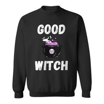 Womens Halloween Witch Good Bad Scary Witch Vibes Costume Basic Sweatshirt - Seseable