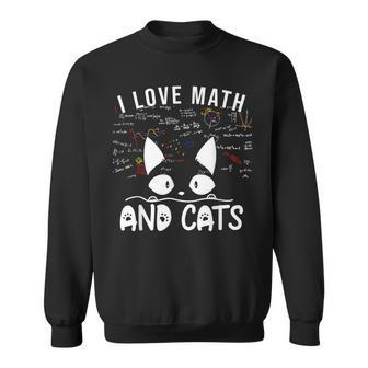 Womens I Love Math And Cats Cute Kitty Cat Feline Lover  Sweatshirt