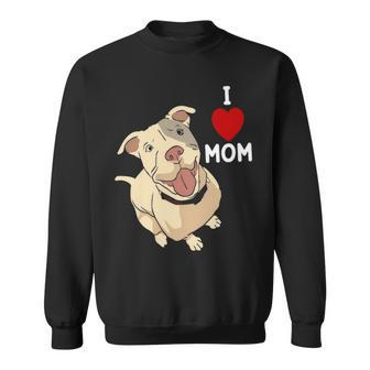 Womens I Love Mom Valentines Day Cute Dog Pitbull Mama V Day Pajama Sweatshirt - Thegiftio UK