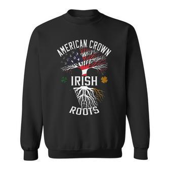 Womens Irish Pride American Grown Irish Roots Proud Tree T Irish Flag American Flag Sweatshirt - Thegiftio UK