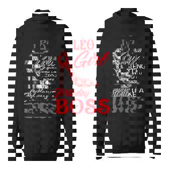 Womens Leo Girl Stepping Into My Birthday Like A Boss Gifts Sweatshirt - Thegiftio UK