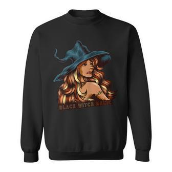Womens Melanin Black Witch Magic African American Black Halloween Sweatshirt - Seseable