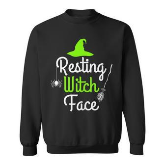 Womens Resting Witch Face Halloween Fall Funny Trick Or Treat Sassy Sweatshirt - Seseable