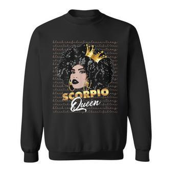 Womens Scorpio Queen Birthday Zodiac Sign Melanin Black Womens Men Women Sweatshirt Graphic Print Unisex - Thegiftio UK