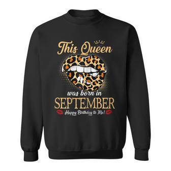 Womens September Birthday Leopard Its My Birthday September Queen Men Women Sweatshirt Graphic Print Unisex - Thegiftio UK