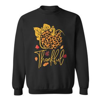Womens Thankful - Thanksgiving Leopard Pumpkin For Fall And Autumn Sweatshirt