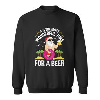 Womens Tropical Christmas Its The Most Wonderful Time For A Beer Graphic Design Printed Casual Daily Basic Sweatshirt - Thegiftio UK