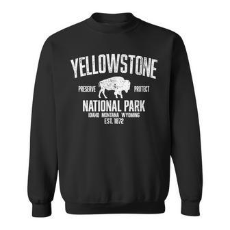 Yellowstone National Park Bison Vintage Buffalo Distressed Sweatshirt - Thegiftio UK