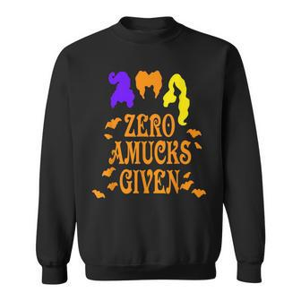 Zero Amucks Given Funny Amuck With Bat Halloween Witch Sweatshirt - Seseable