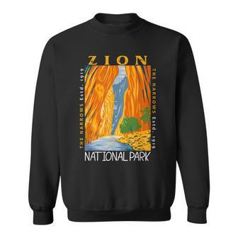 Zion National Park Utah Vintage The Narrows Vintage Men Women Sweatshirt Graphic Print Unisex - Thegiftio UK