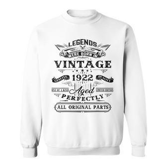 100Th Birthday Gift For Legends Born 1922 100 Yr Old Vintage Men Women Sweatshirt Graphic Print Unisex - Thegiftio UK