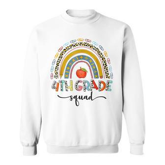 4Th Grade Squad Leopard Rainbow Girls Boys Teacher Sweatshirt - Seseable