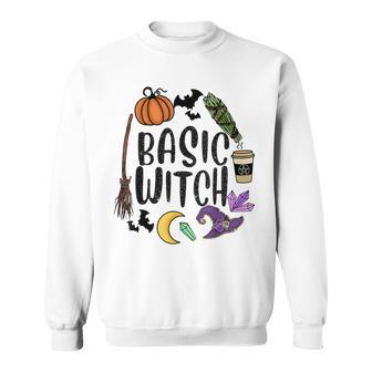 Basic Witch Hat Witches Pumpkin Moon Witchcraft Halloween V2 Sweatshirt - Seseable