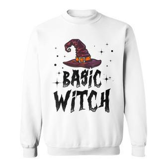 Basic Witch Women Halloween Distressed Witch Hat Sweatshirt - Seseable