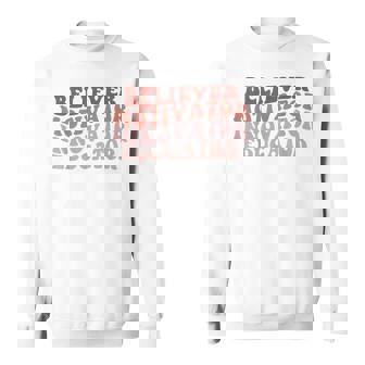 Believer Motivator Innovator Educator Retro Teacher Gifts Sweatshirt - Thegiftio