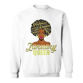 Black African American Melanin Afro Queen January Birthday Sweatshirt - Seseable