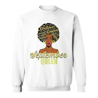 Black African American Melanin Afro Queen September Birthday Sweatshirt - Seseable