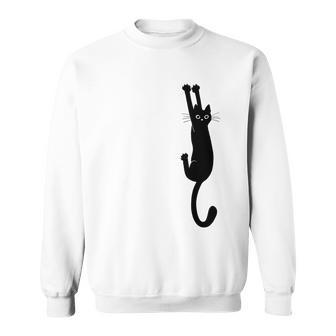 Black Cat Holding On T-Shirt Men Women Sweatshirt Graphic Print Unisex - Thegiftio UK