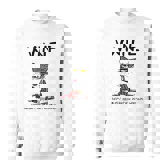 Black Cat Wine Because Murder Is Wrong Sweatshirt - Thegiftio