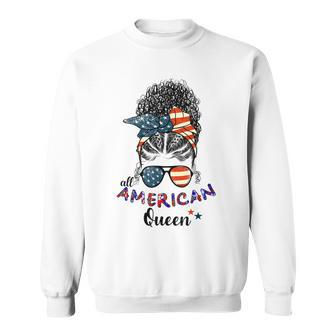 Black Women Girls Queen Afro African American Flag July 4Th Sweatshirt - Seseable