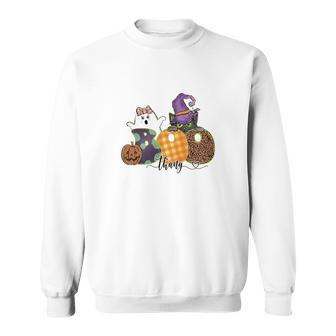 Boo Thang Boo Crew Cat Witch Funny Halloween Sweatshirt - Seseable