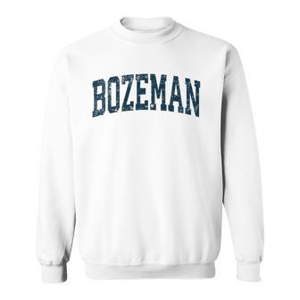 Bozeman Montana Mt Vintage Athletic Sports Navy Design Sweatshirt | Mazezy