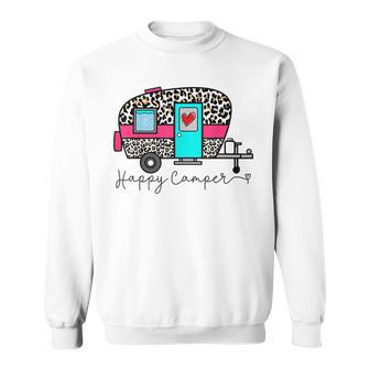 Camper Happy Summer Camp Camping Leopard Funny V2 Men Women Sweatshirt Graphic Print Unisex - Thegiftio UK