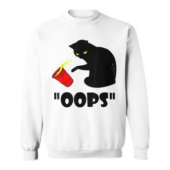 Cat Oops Funny Black Cat Knocking Over A Glass V2 Sweatshirt - Seseable