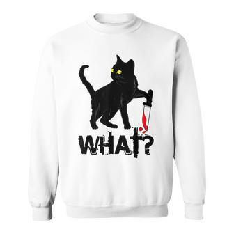Cat What Murderous Black Cat With Knife Halloween Sweatshirt - Seseable