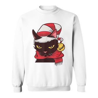 Christmas Funny Black Cat Xmas Style Ugly Christmas Sweater Sweatshirt - Thegiftio UK