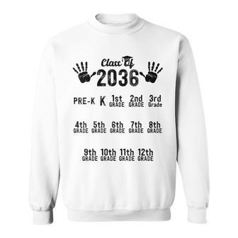 Class Of 2036 Grow With Me Handprint Pre K 12Th Grade Men Women Sweatshirt Graphic Print Unisex - Thegiftio UK