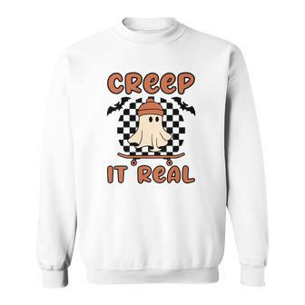 Creep It Real Boo Skateboarding Caro Halloween Sweatshirt - Seseable