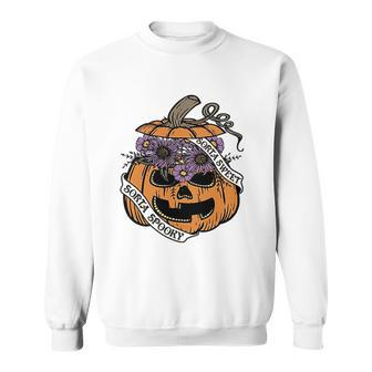 Cute Halloween Sorta Sweet Sorta Spooky Pumpkin Florals Sweatshirt - Seseable