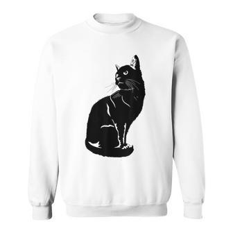 Cute Minimalist Black Cat Art Lover Sweatshirt - Thegiftio UK